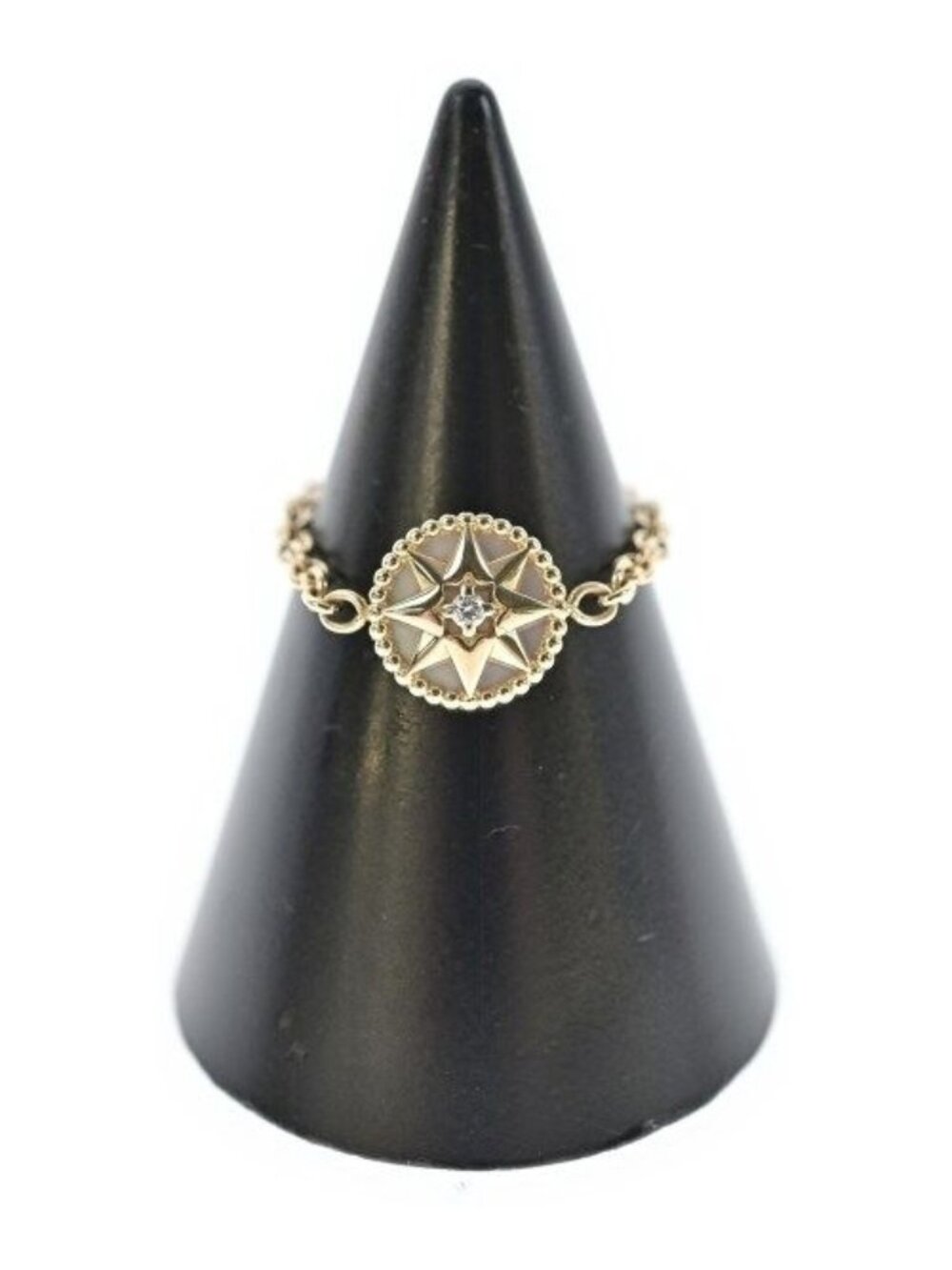 Dior Rose Des Vents Ring 18k Yellow Gold Mother of Pearl Diamond New